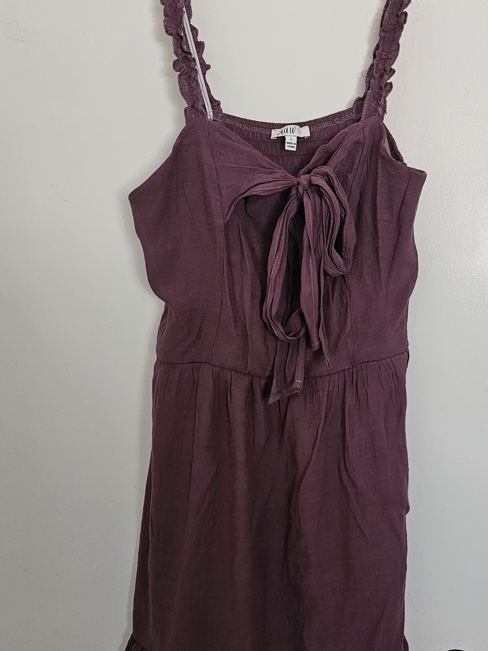 Plum Tie-Front Mini Dress